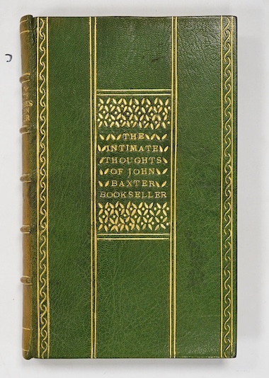 Muir, Augustus - The Intimate Thoughts Of John Baxter, Bookseller, Methuen & Co, 1942, 1st edition, signed by the author and by Cockburn, tipped-in letter from Muir to a Mr Wilson, gilt crushed green morocco by D.K.